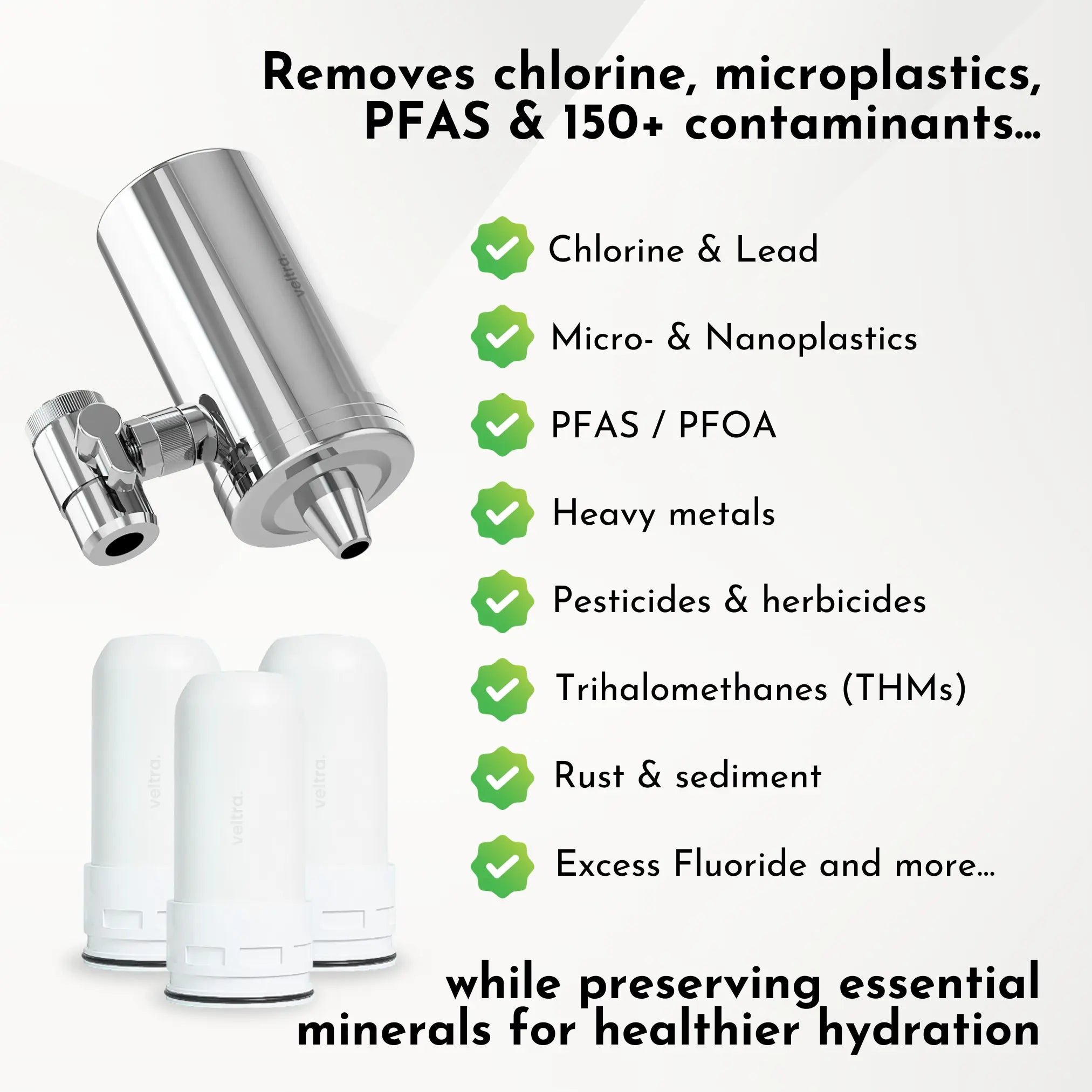 3 stk. erstatningsfiltre for Veltra kranvannsrenser
