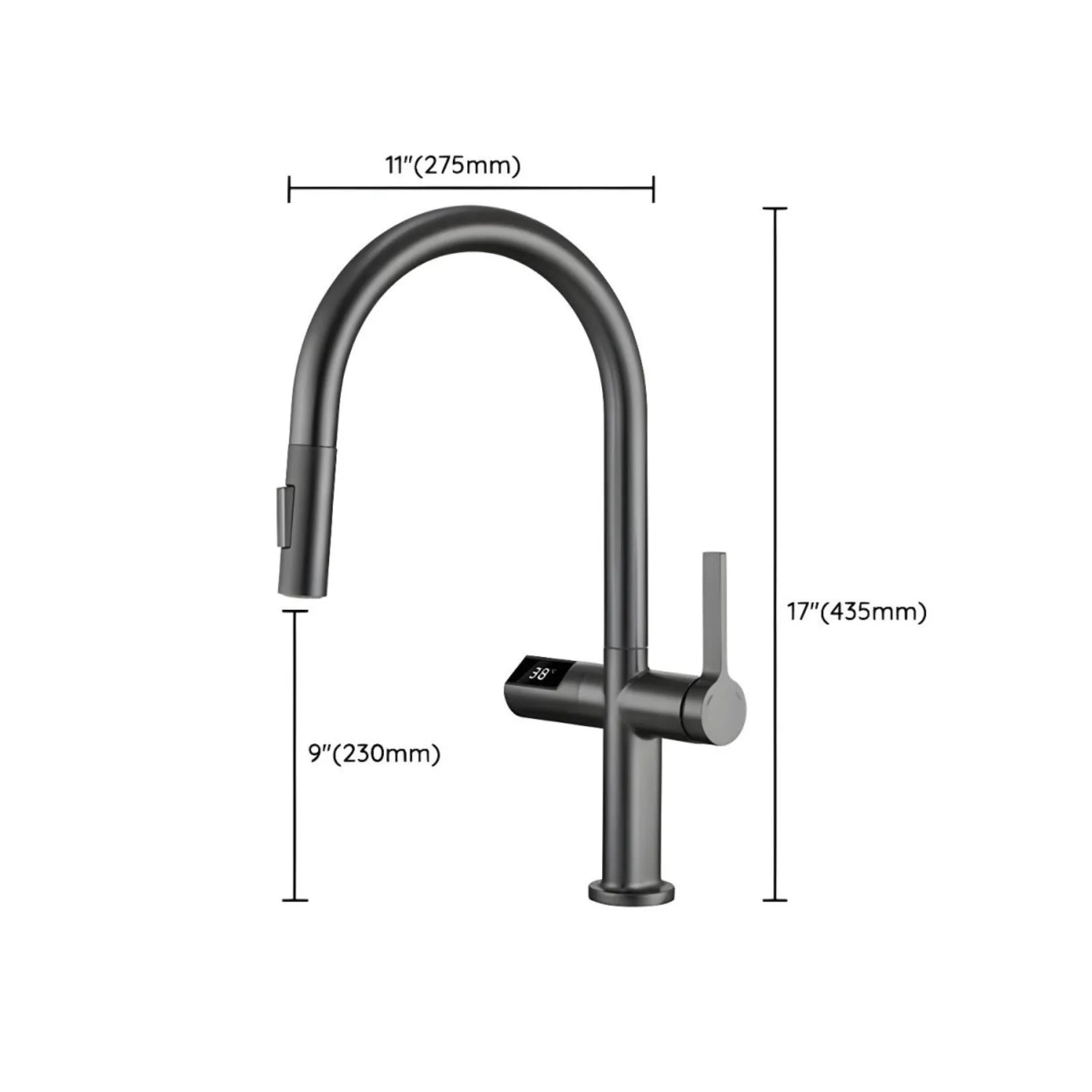 Tume Pull-Out Kitchen Tap with Temperature Display