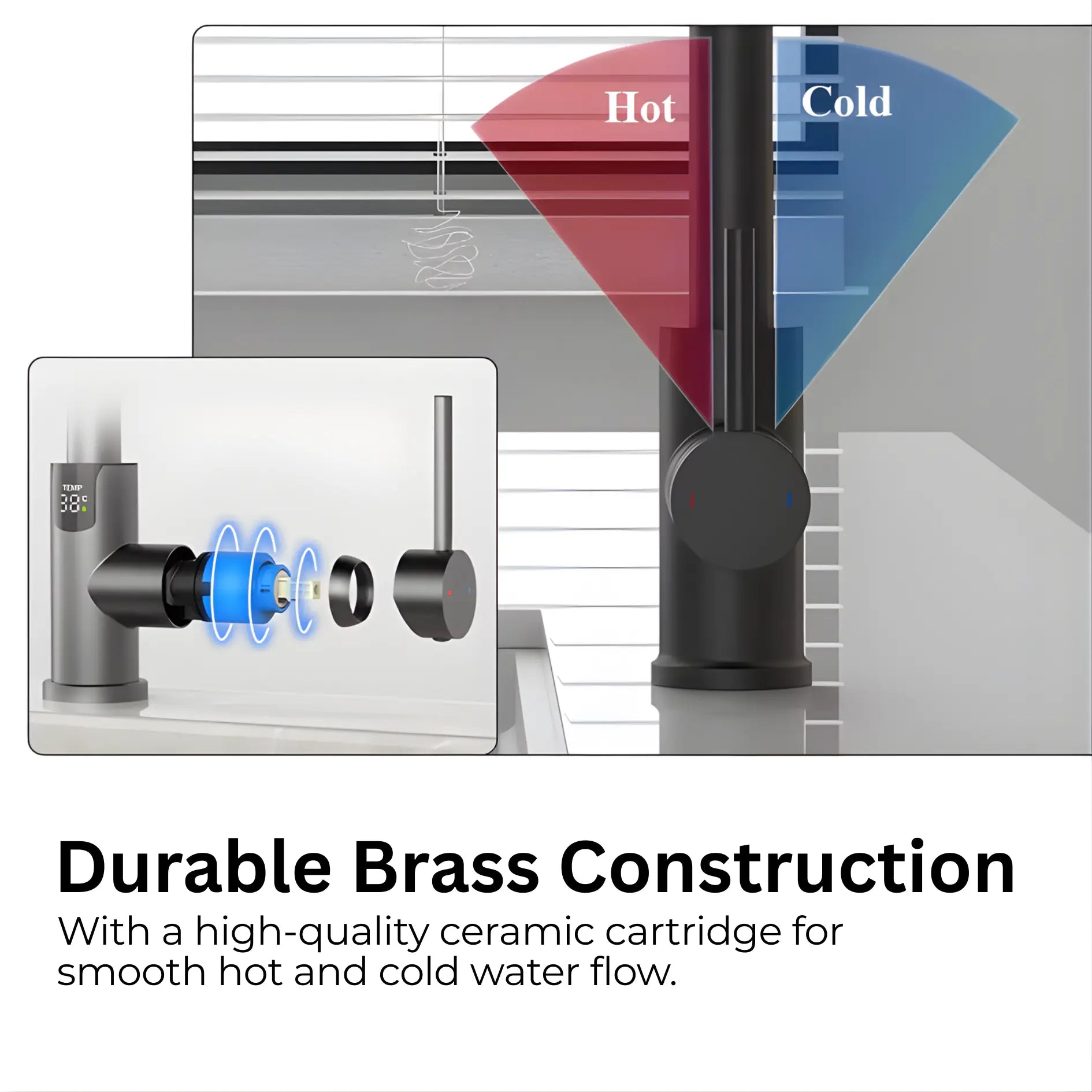 Mulle Pull-Out LED Temperature Display Kitchen Tap