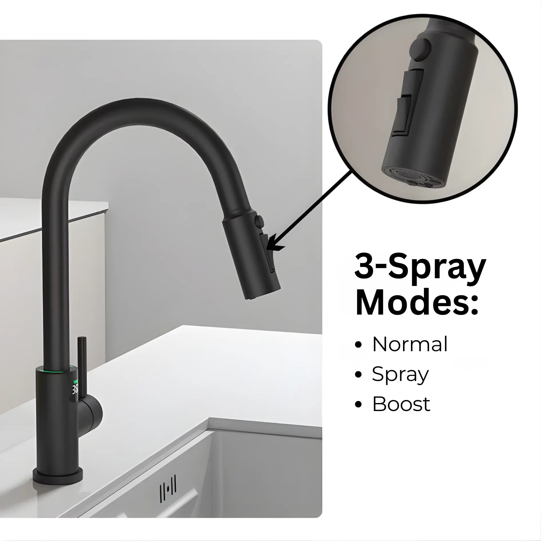 Mulle Pull-Out LED Temperature Display Kitchen Tap