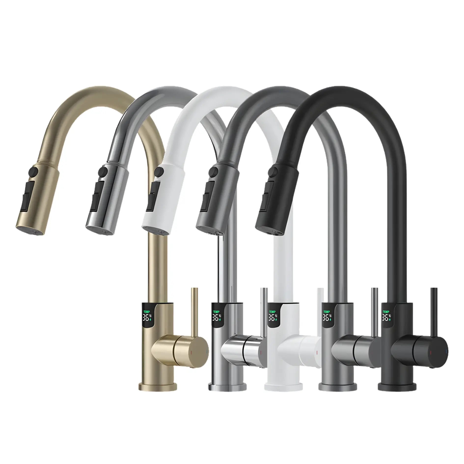 Mulle Pull-Out LED Temperature Display Kitchen Tap