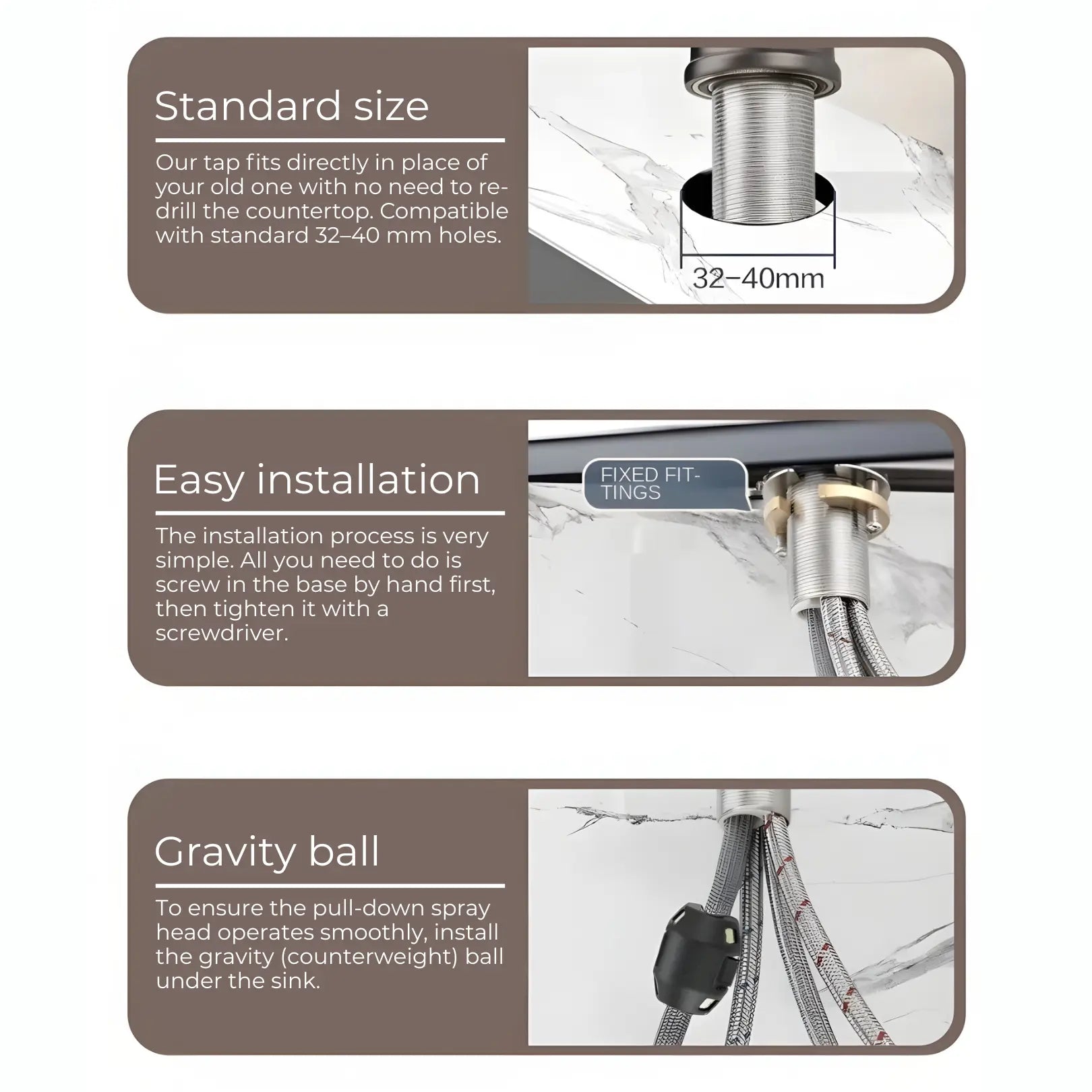 Kona Pull-Out Kitchen Tap With Temperature Display