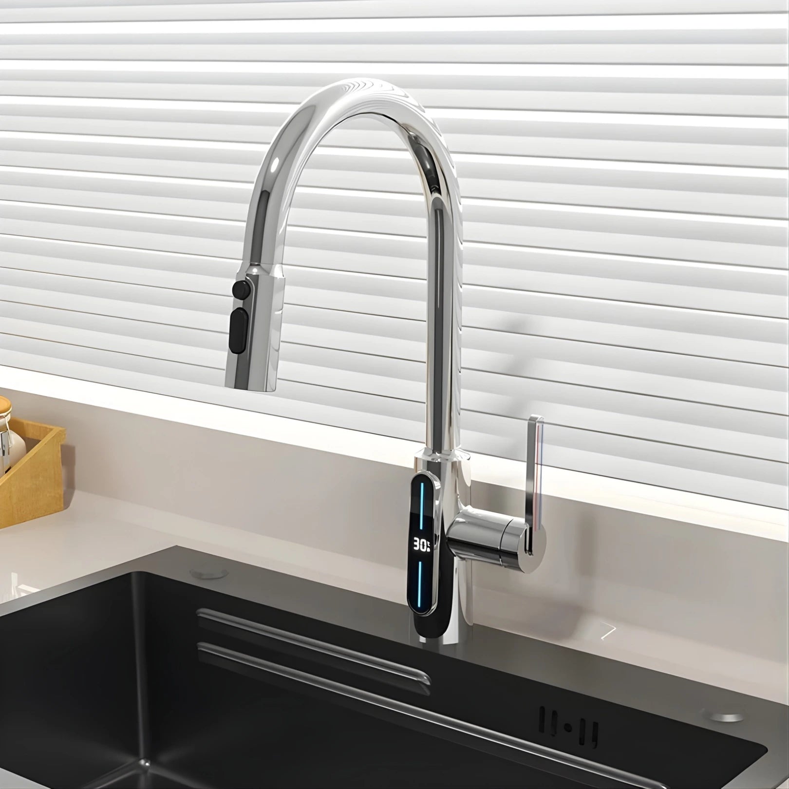 Kona Pull-Out Kitchen Tap With Temperature Display