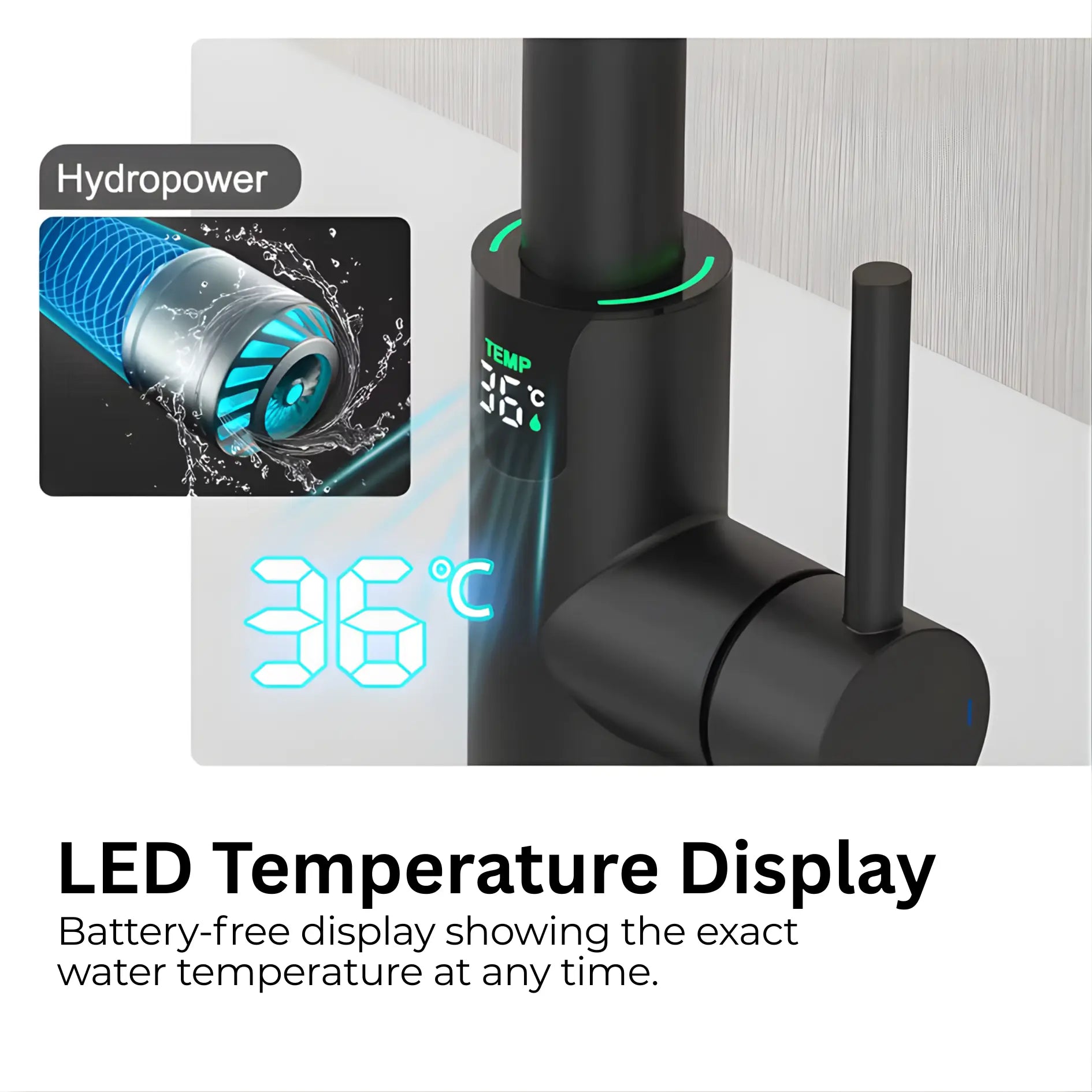 Mulle Pull-Out LED Temperature Display Kitchen Tap