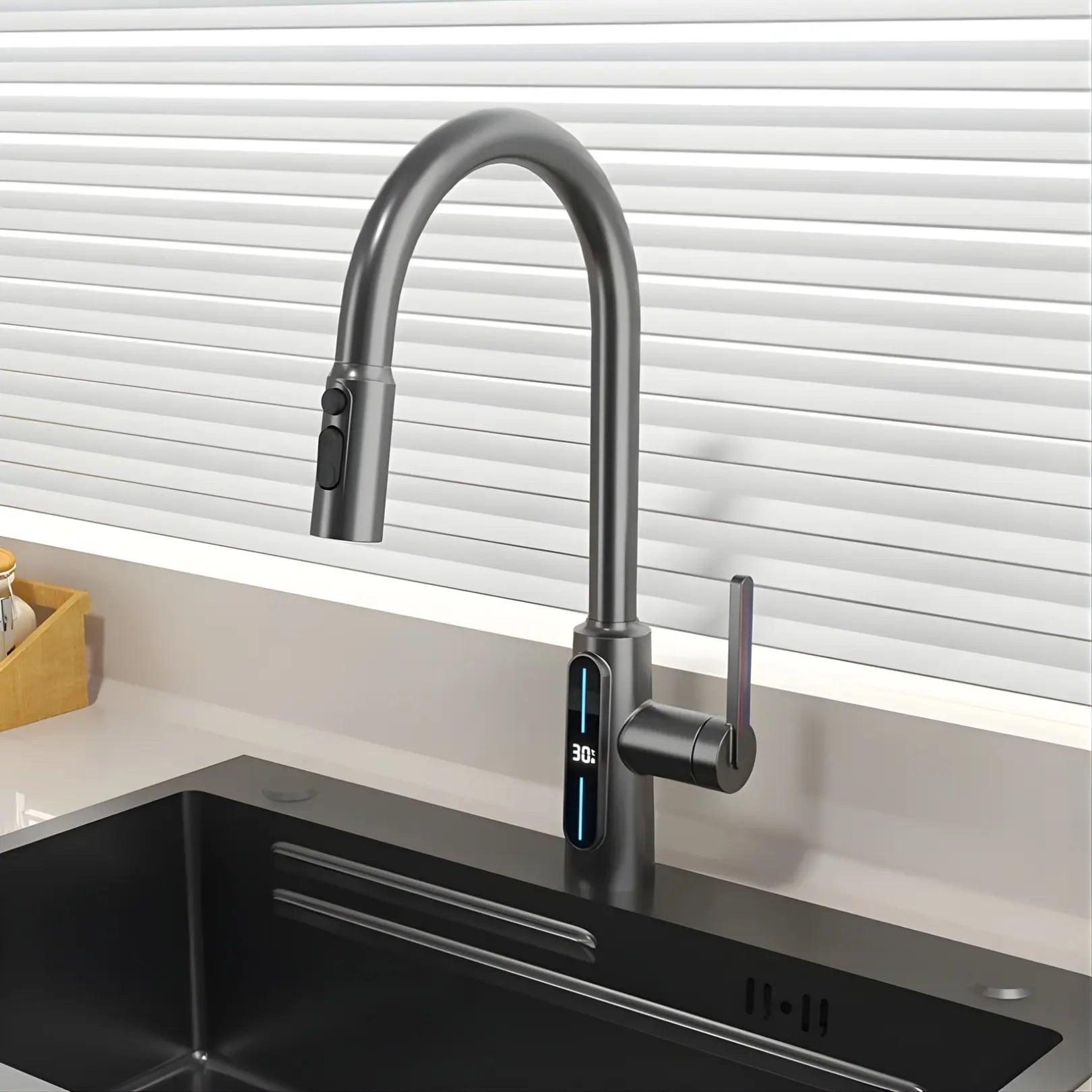 Kona Pull-Out Kitchen Tap With Temperature Display